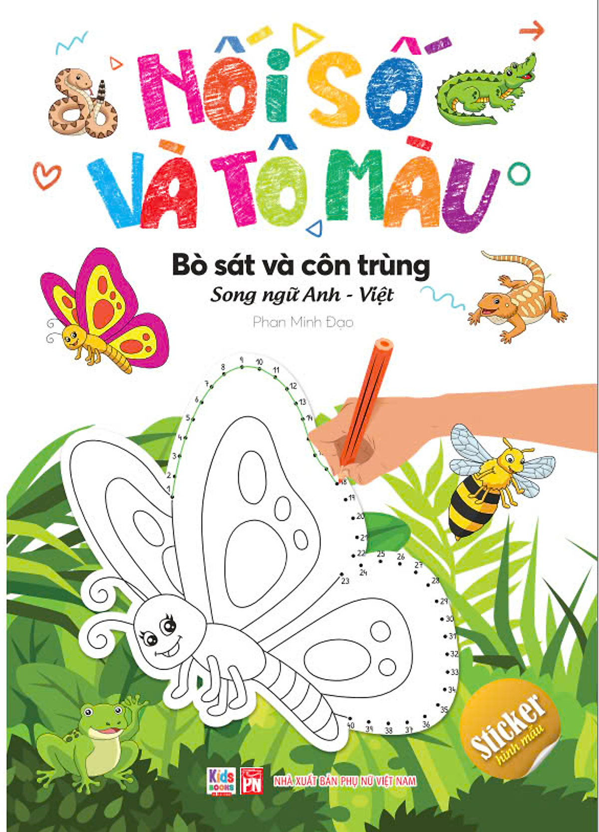 nối số và tô màu - bò sát và côn trùng - song ngữ anh-việt
