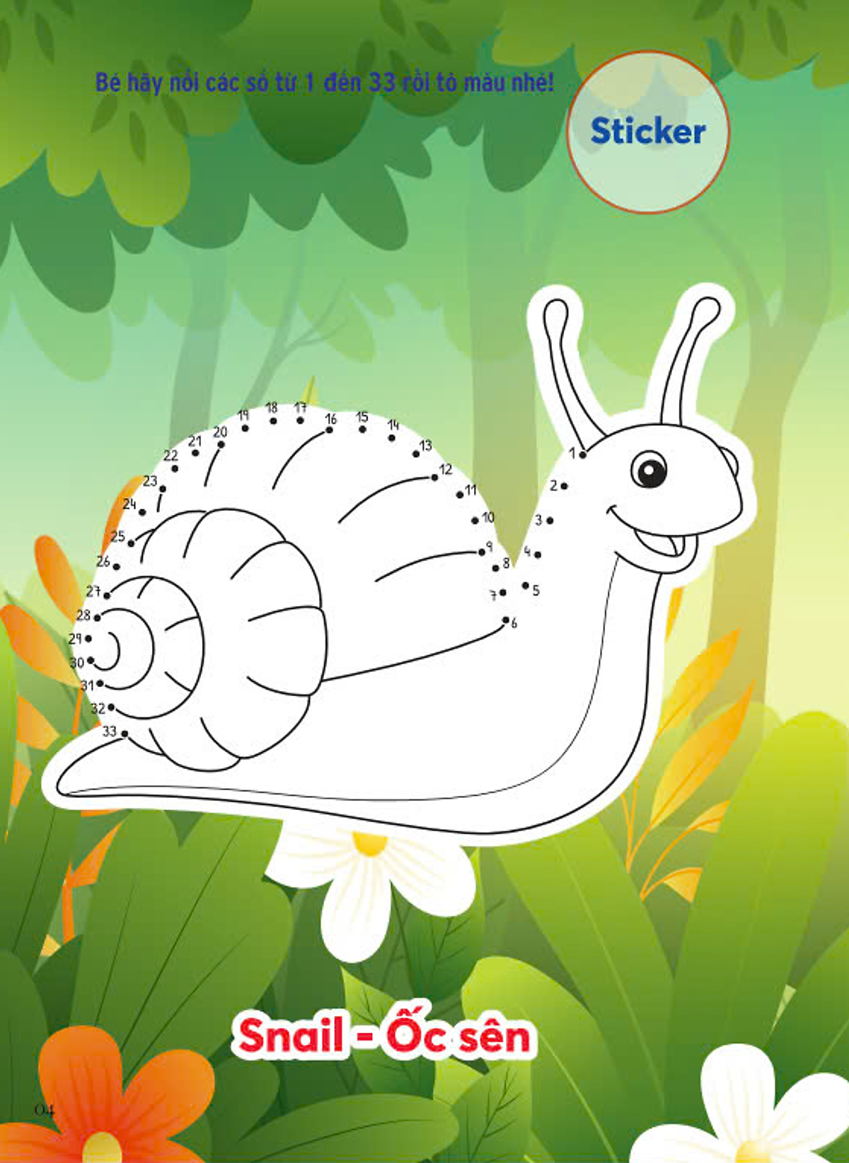 nối số và tô màu - bò sát và côn trùng - song ngữ anh-việt