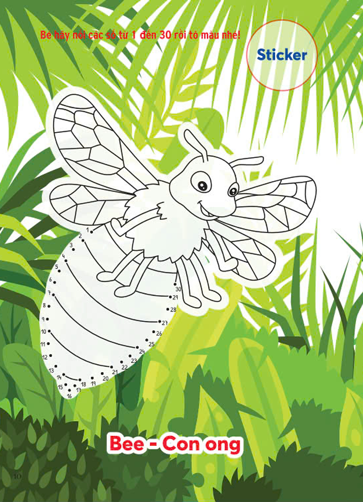 nối số và tô màu - bò sát và côn trùng - song ngữ anh-việt