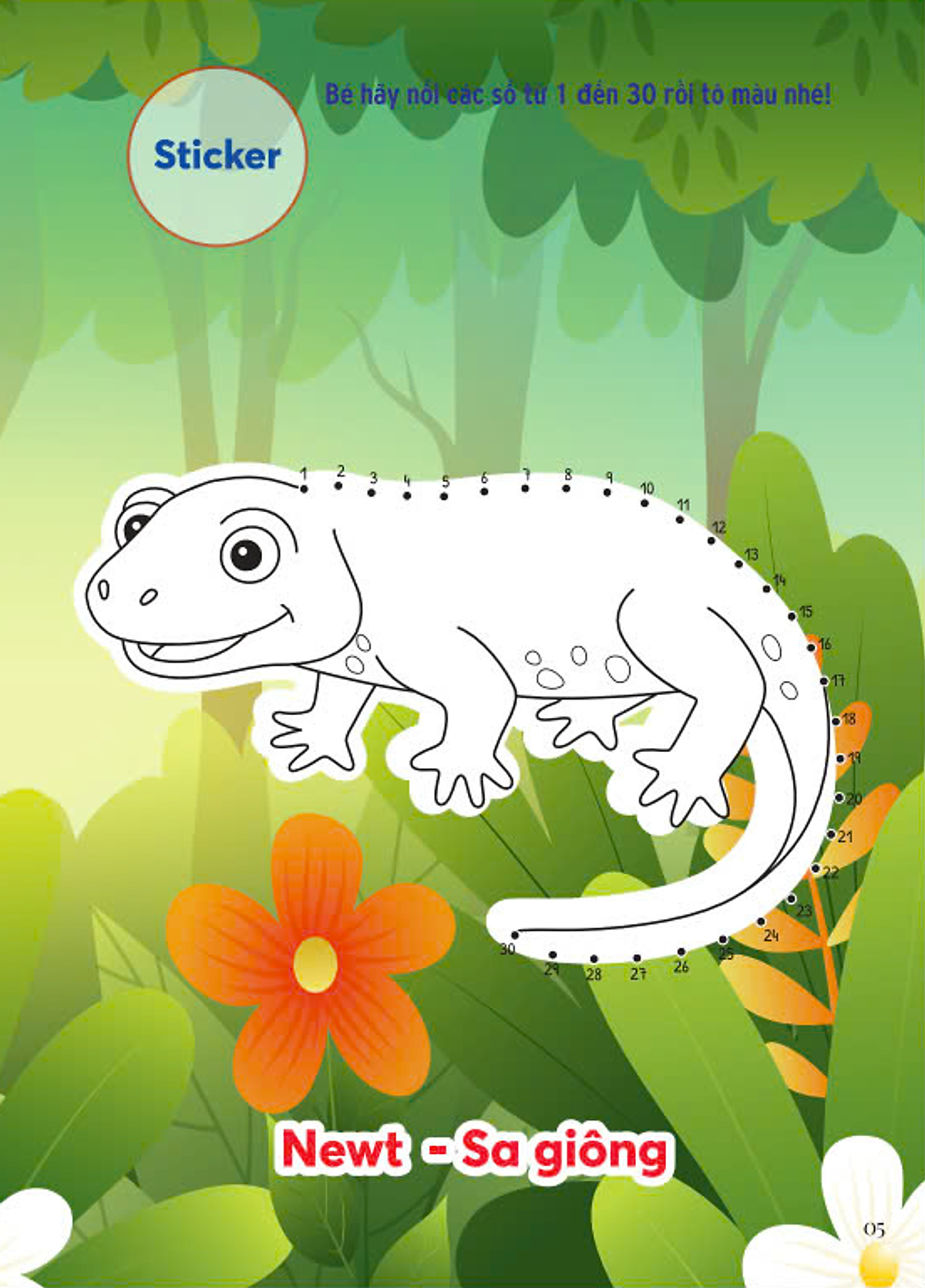 nối số và tô màu - bò sát và côn trùng - song ngữ anh-việt
