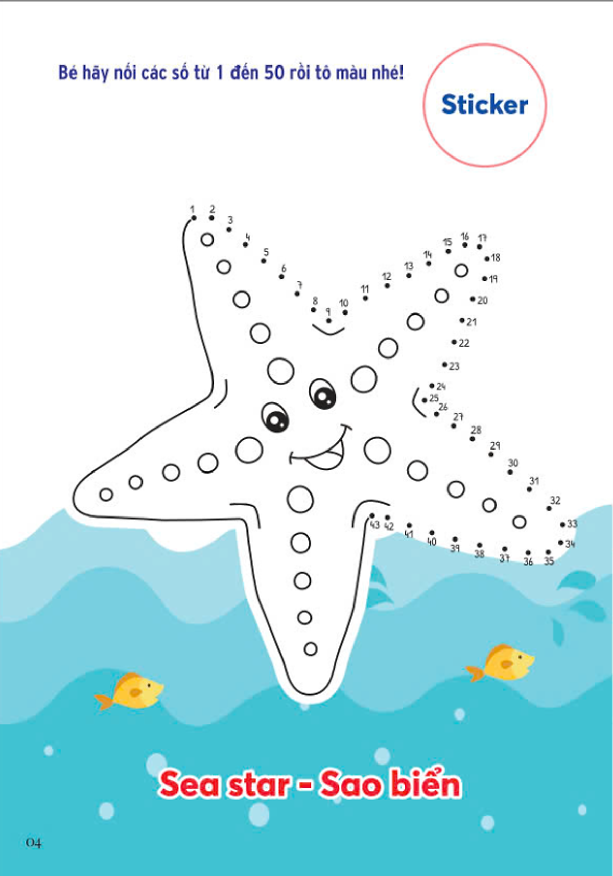 nối số và tô màu - động vật dưới đại dương - song ngữ anh-việt
