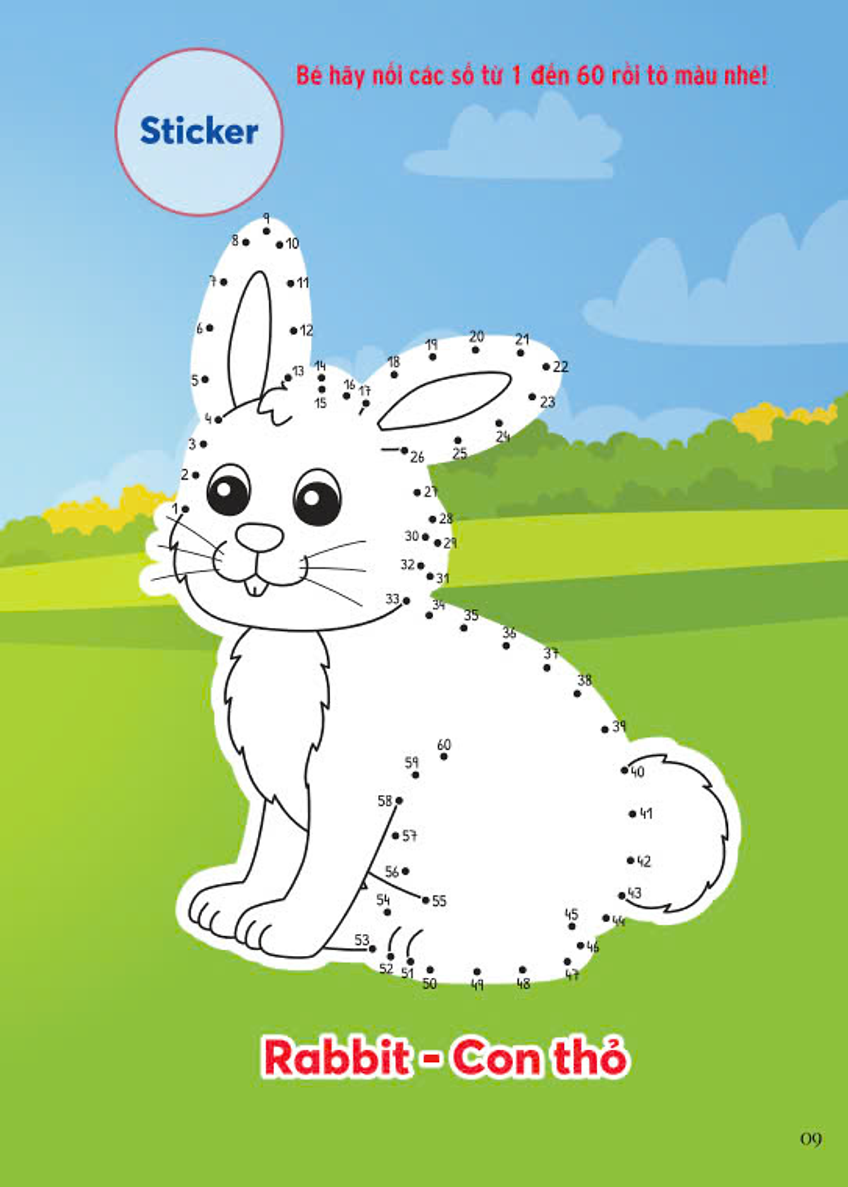 nối số và tô màu - động vật ở trang trại - song ngữ anh-việt