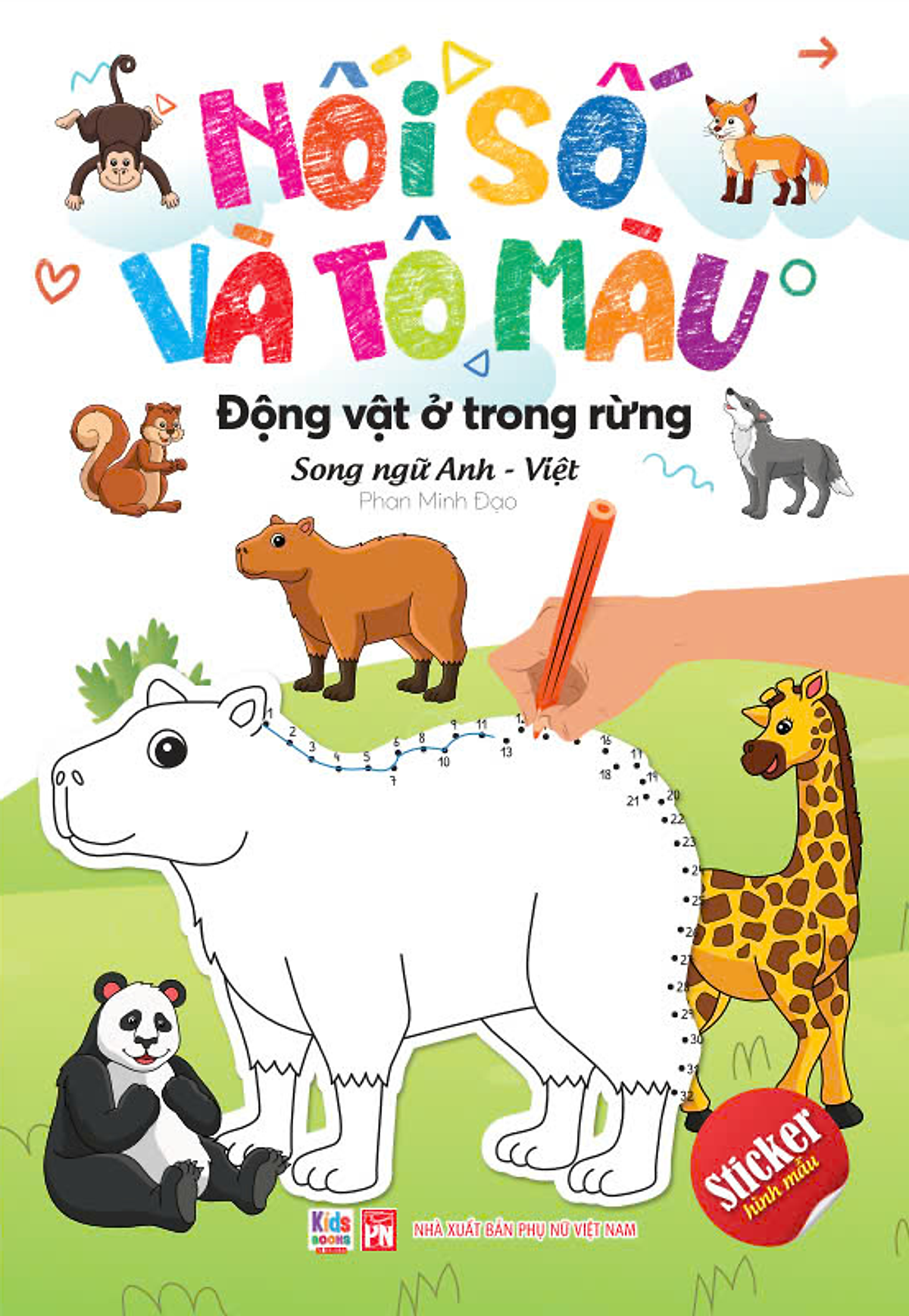 nối số và tô màu - động vật ở trong rừng - song ngữ anh-việt