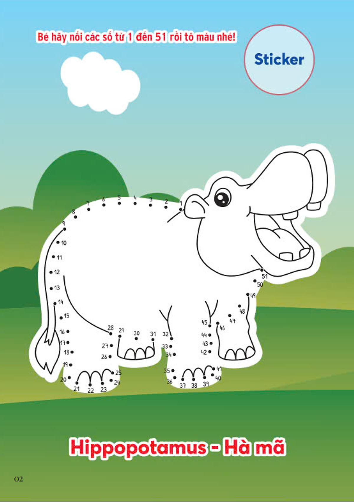 nối số và tô màu - động vật ở trong rừng - song ngữ anh-việt