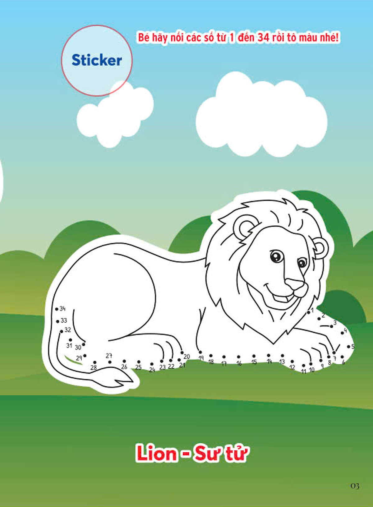 nối số và tô màu - động vật ở trong rừng - song ngữ anh-việt