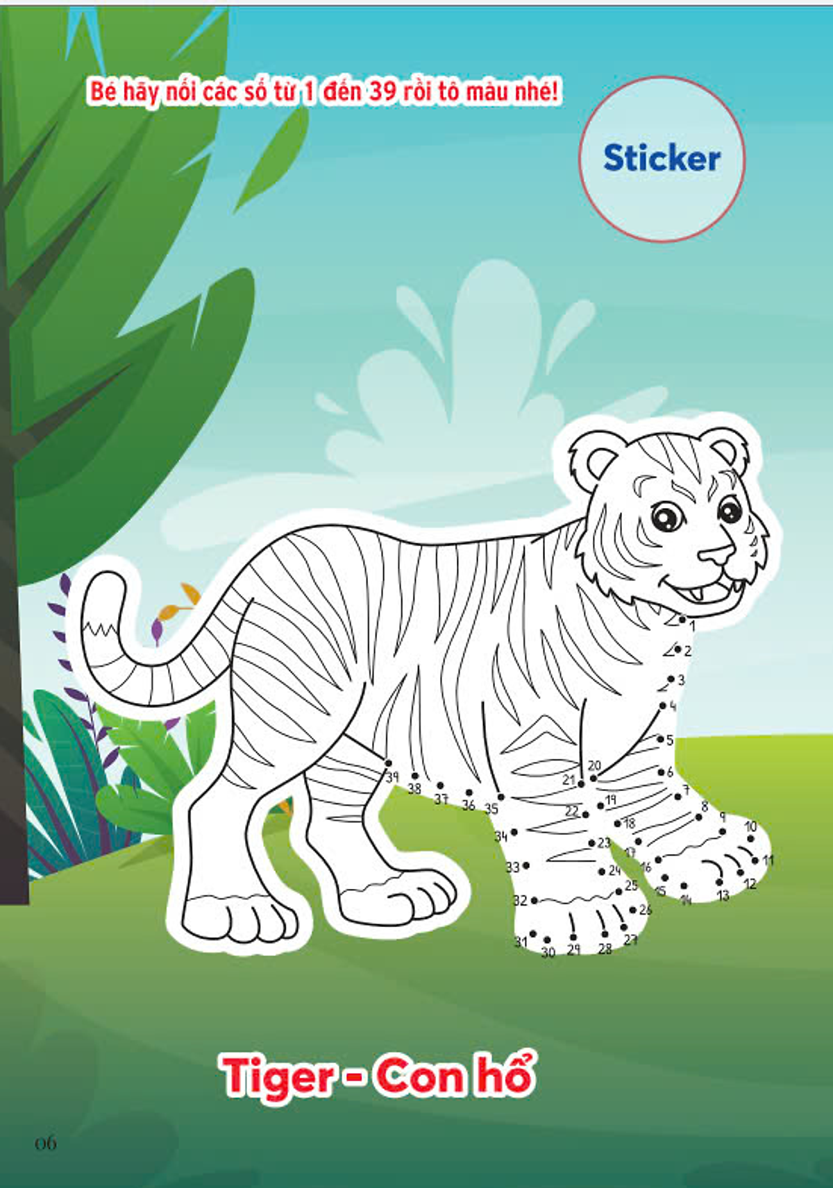nối số và tô màu - động vật ở trong rừng - song ngữ anh-việt