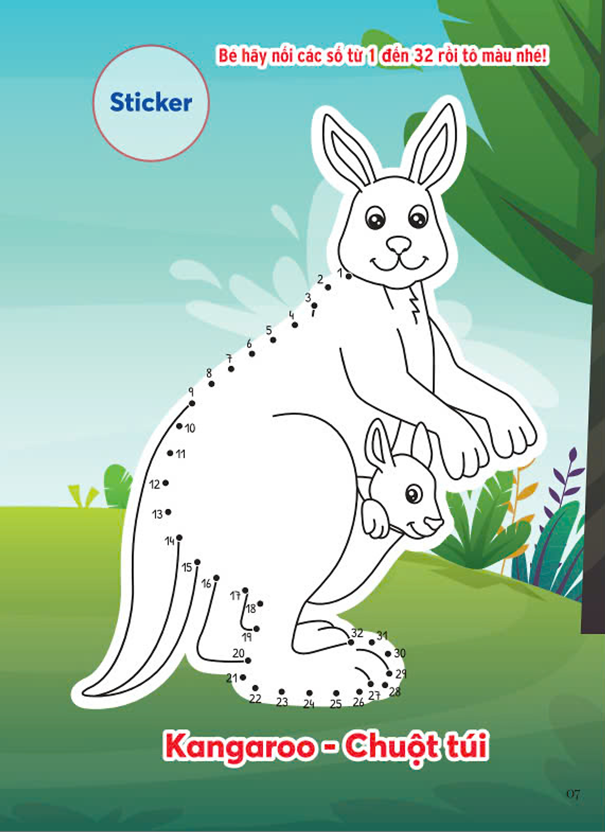 nối số và tô màu - động vật ở trong rừng - song ngữ anh-việt