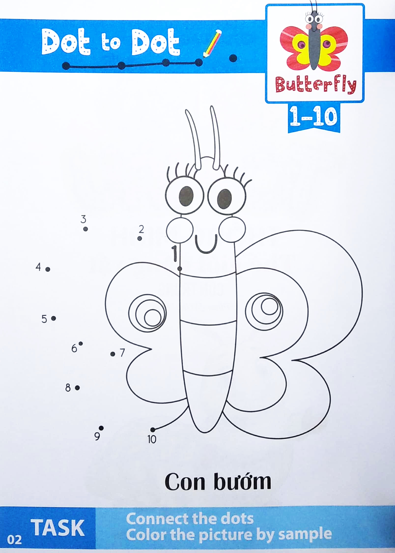 nối số và tô màu thông minh: thế giới động vật - côn trùng (song ngữ anh - việt)