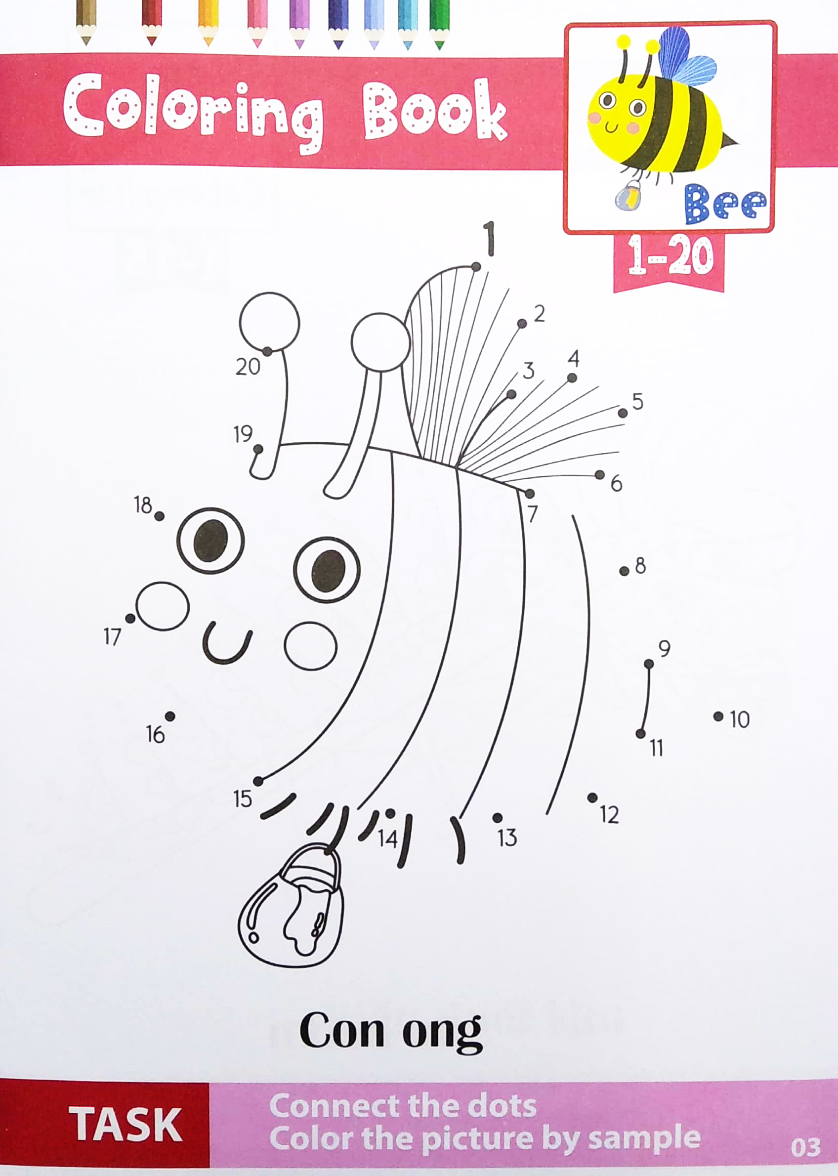 nối số và tô màu thông minh: thế giới động vật - côn trùng (song ngữ anh - việt)