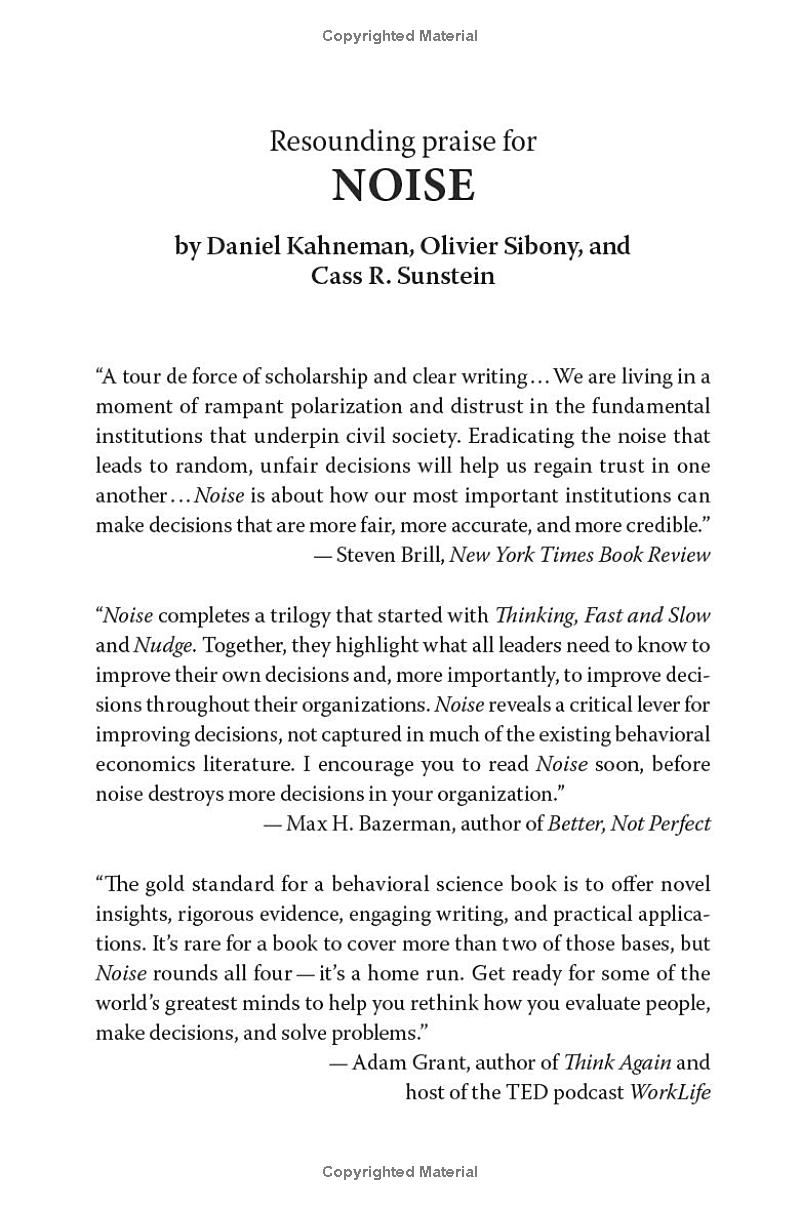 Noise: A Flaw In Human Judgment