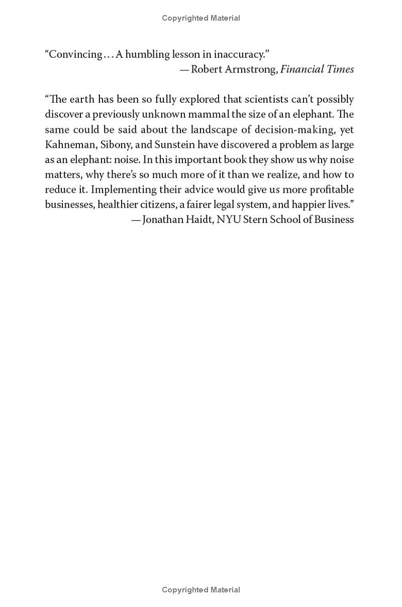 Noise: A Flaw In Human Judgment