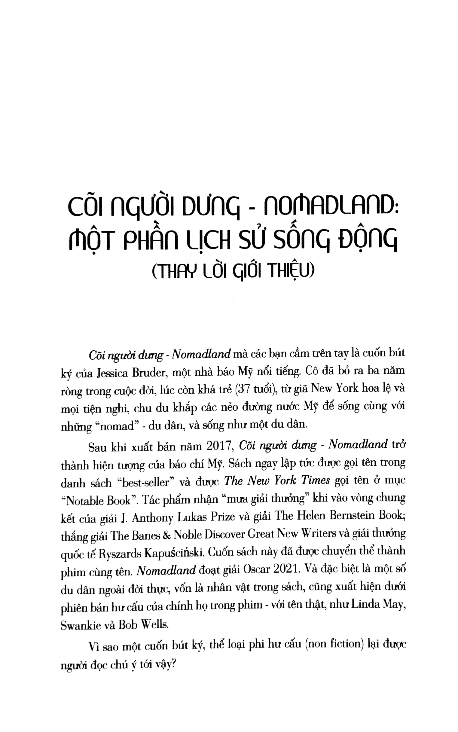 nomadland - cõi người dưng - đời du dân mỹ thế kỷ 21