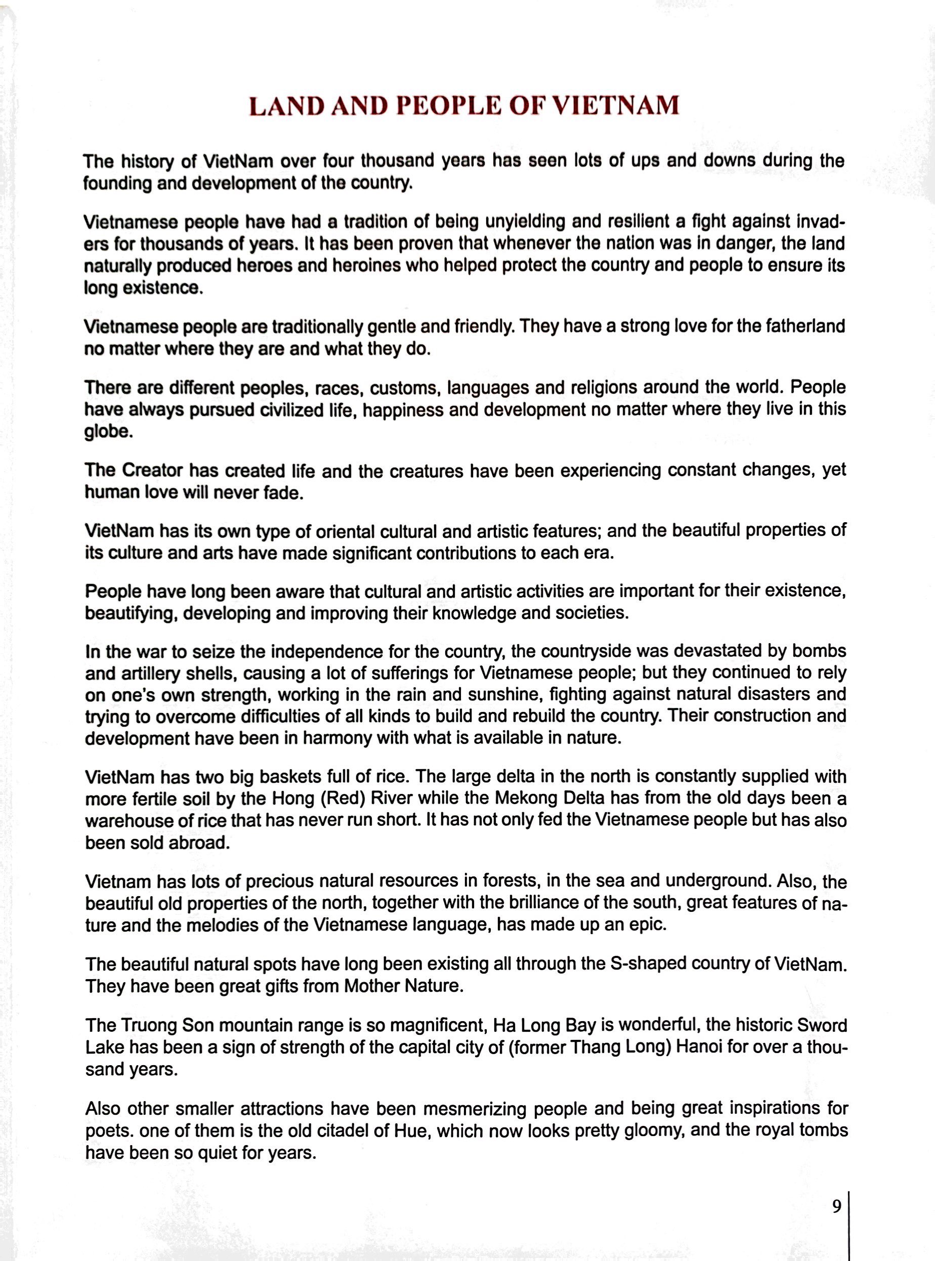 non sông nước việt - land and people of viet nam