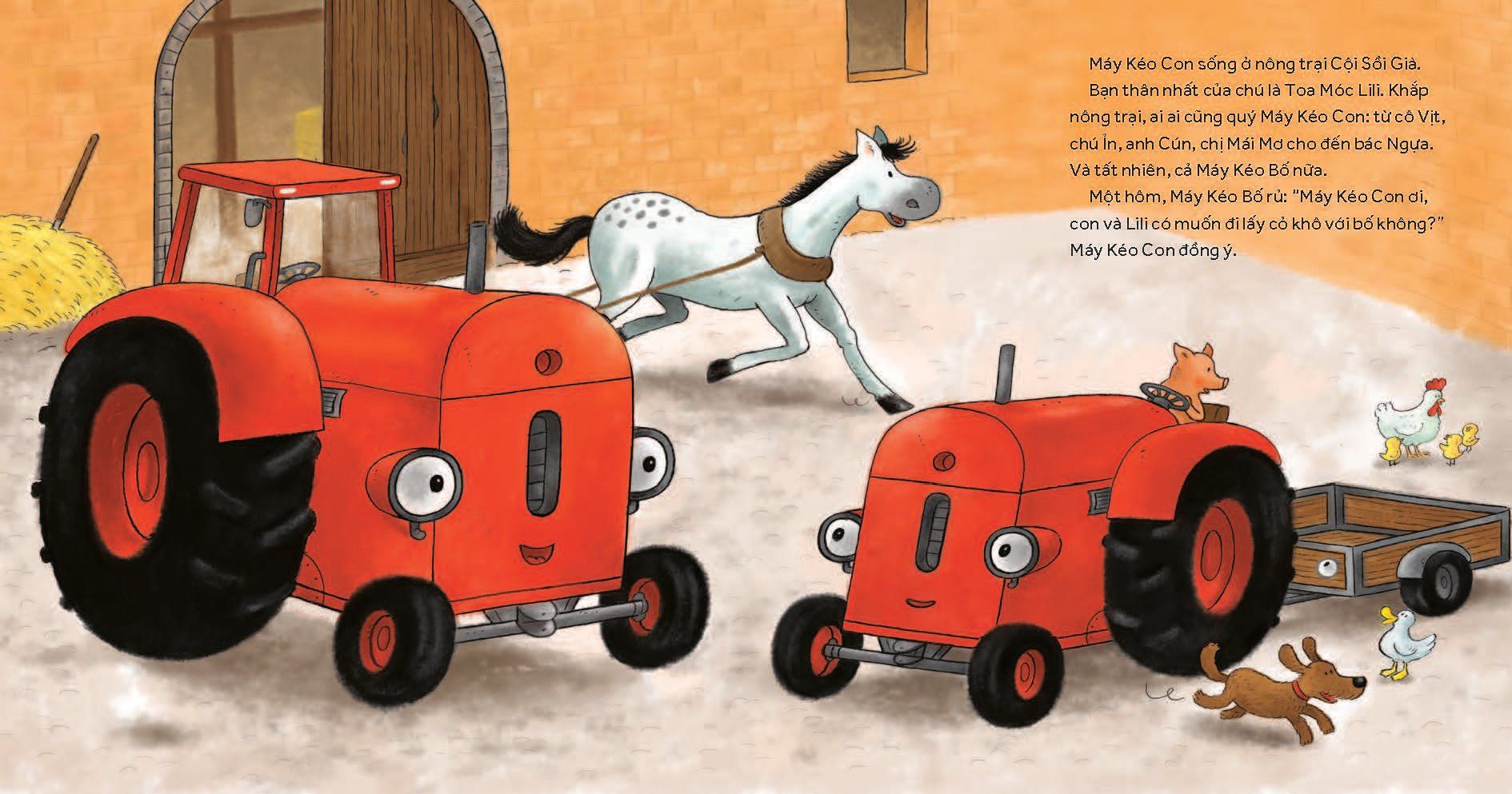 nông trại vui vẻ - máy kéo con và bé hươu