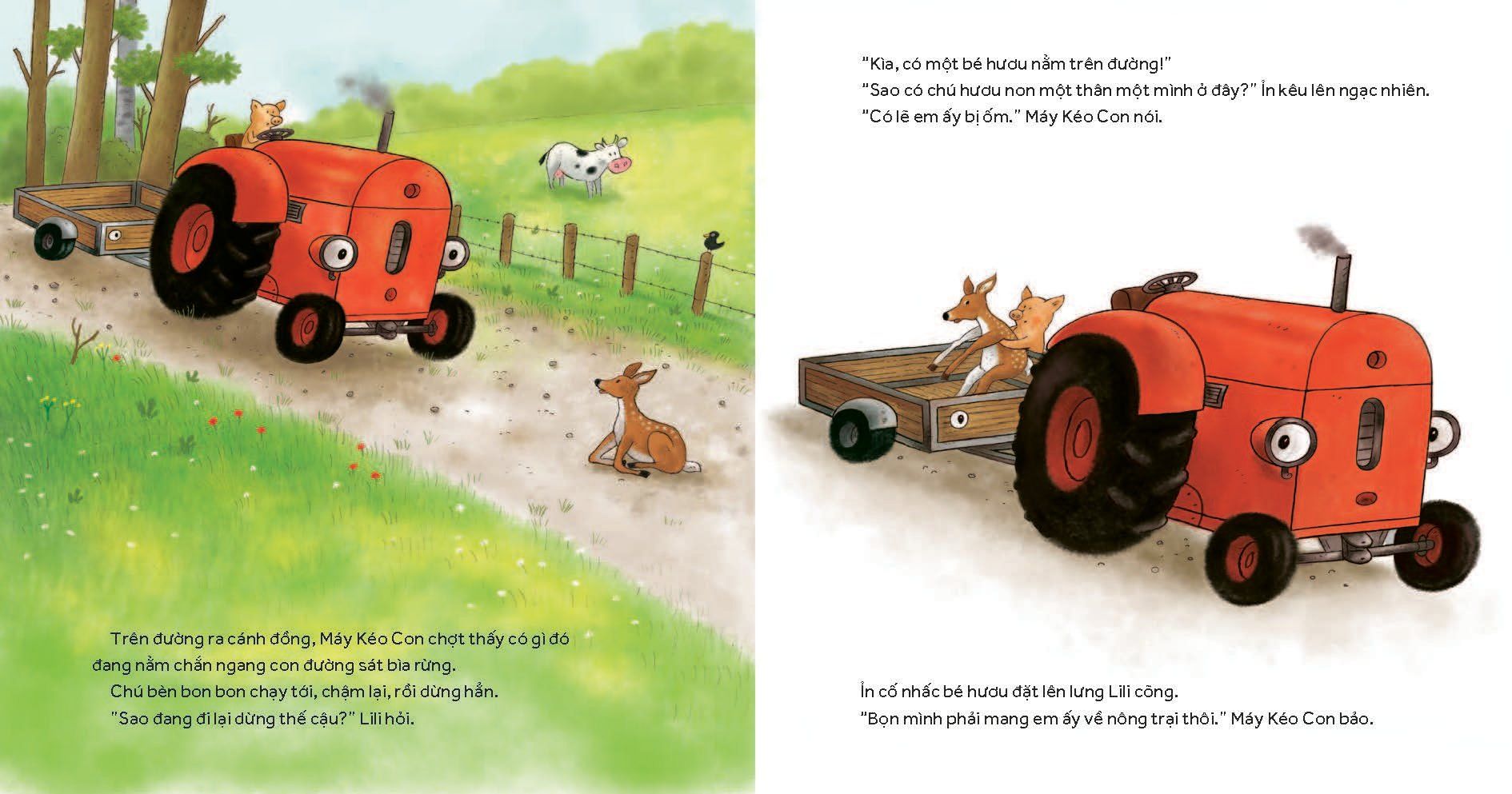 nông trại vui vẻ - máy kéo con và bé hươu