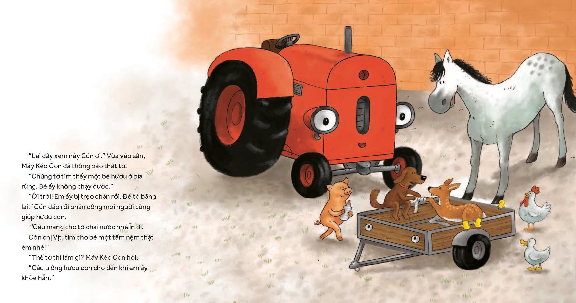 nông trại vui vẻ - máy kéo con và bé hươu