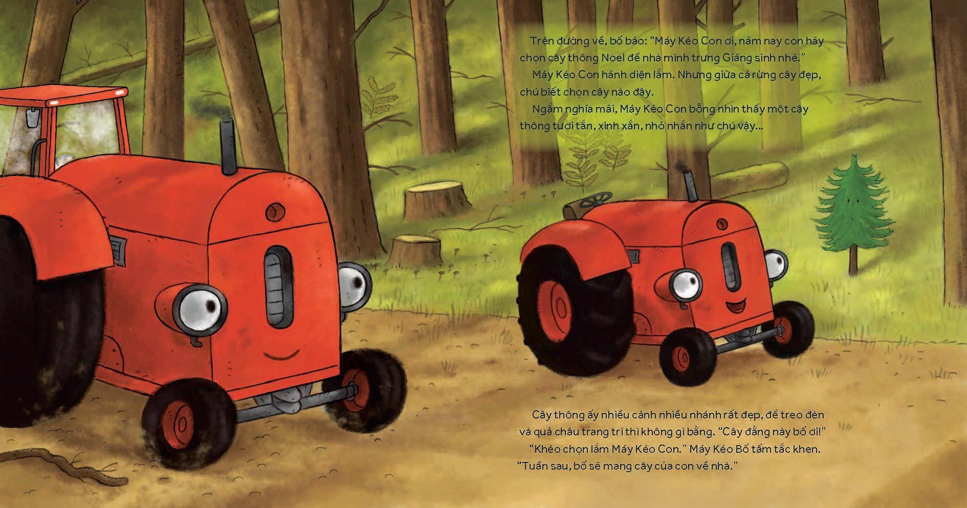 nông trại vui vẻ - máy kéo con và cây thông noel