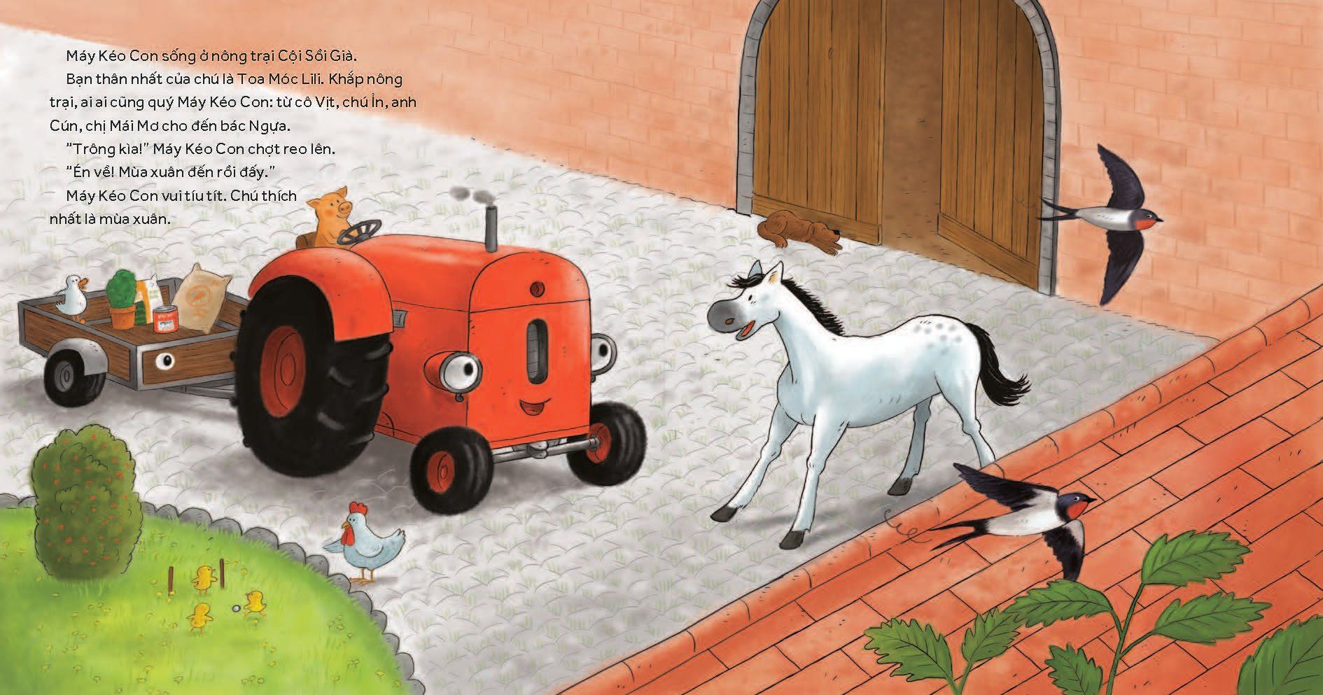 nông trại vui vẻ - máy kéo con và chim én