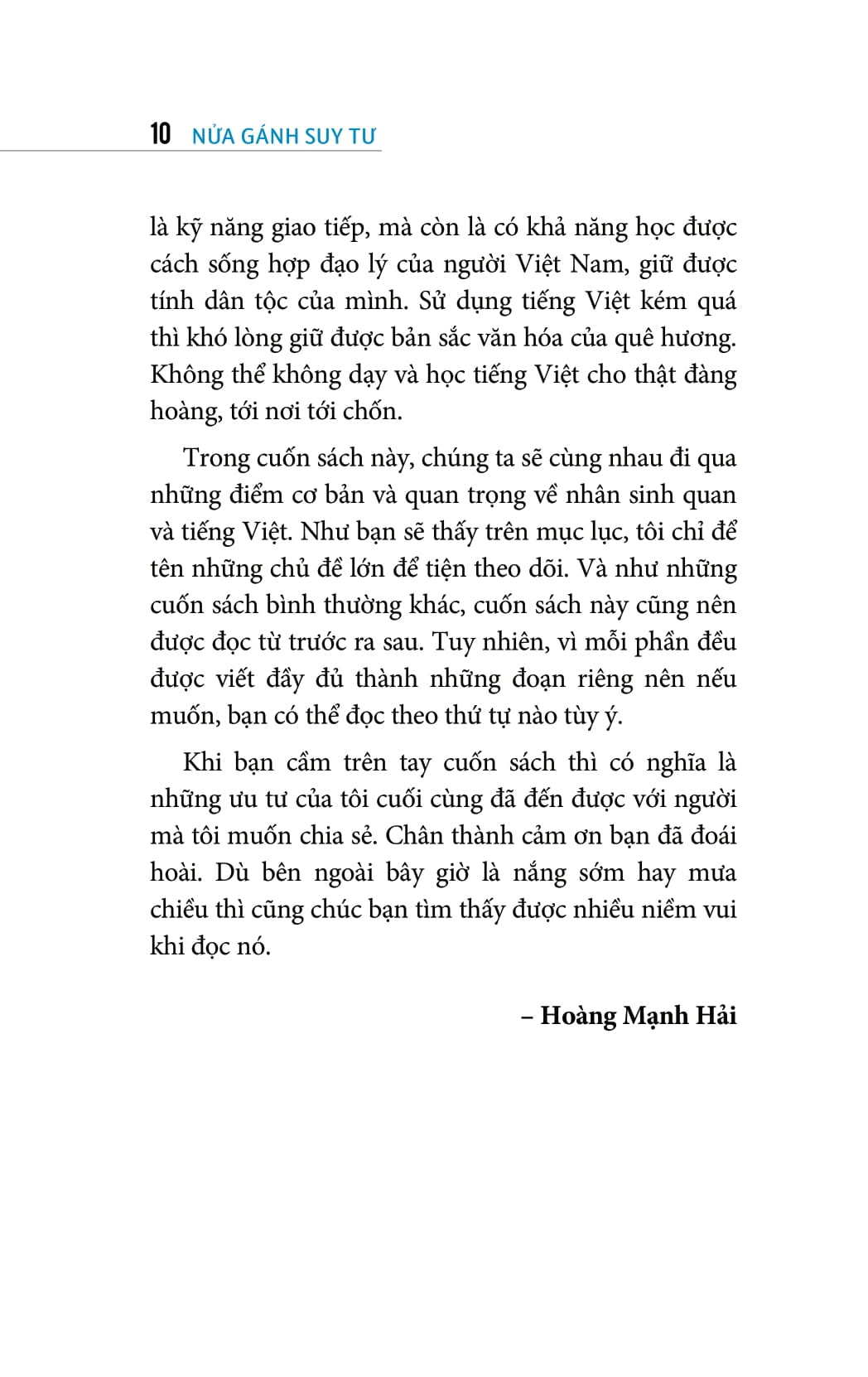 nửa gánh suy tư - hành trình trở thành một người có giá trị