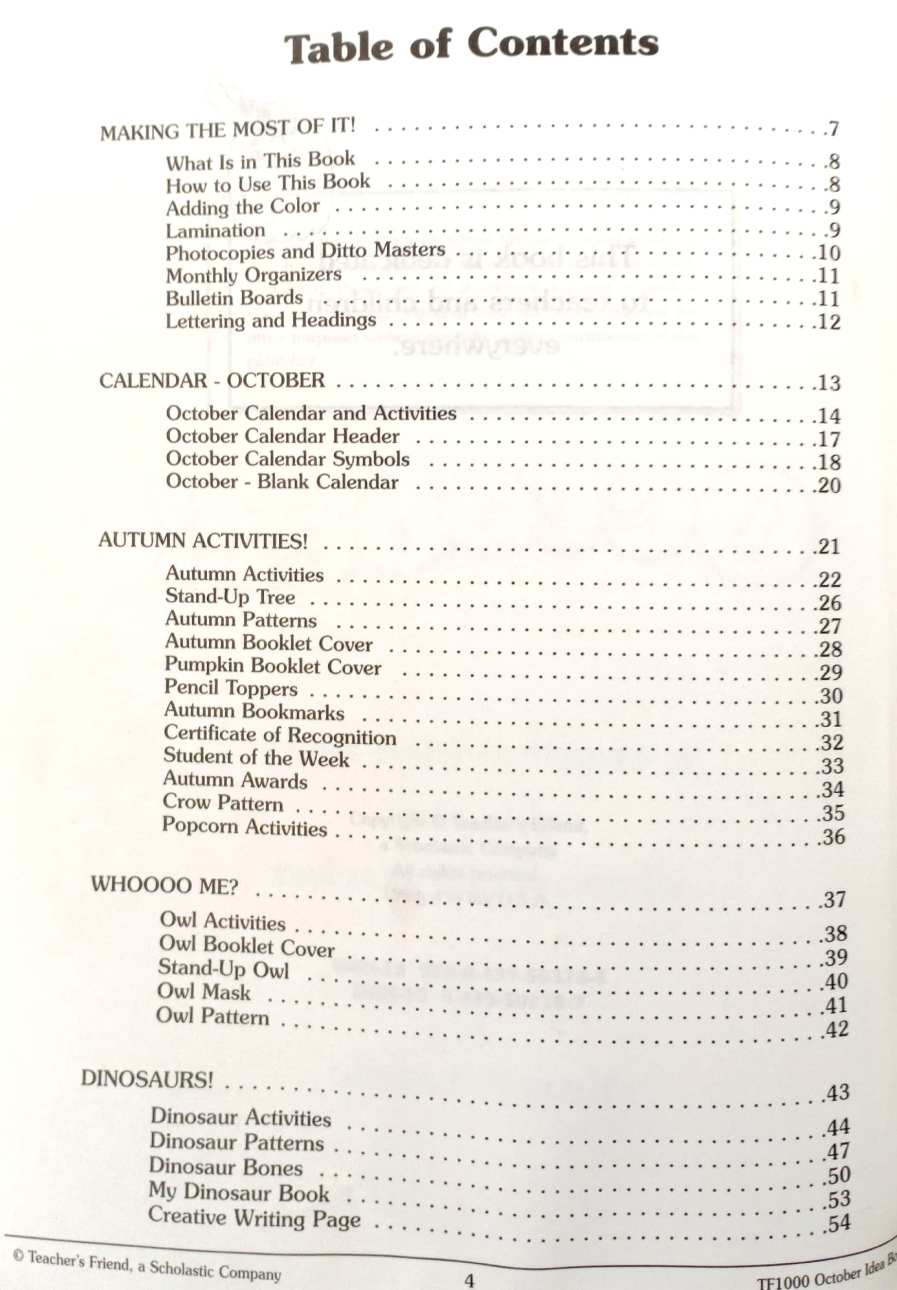 october: a creative idea book for the elementary teacher