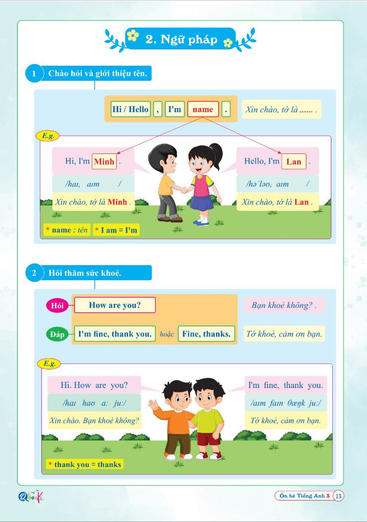 ôn hè tiếng anh 3 - dành cho học sinh lớp 3 lên lớp 4