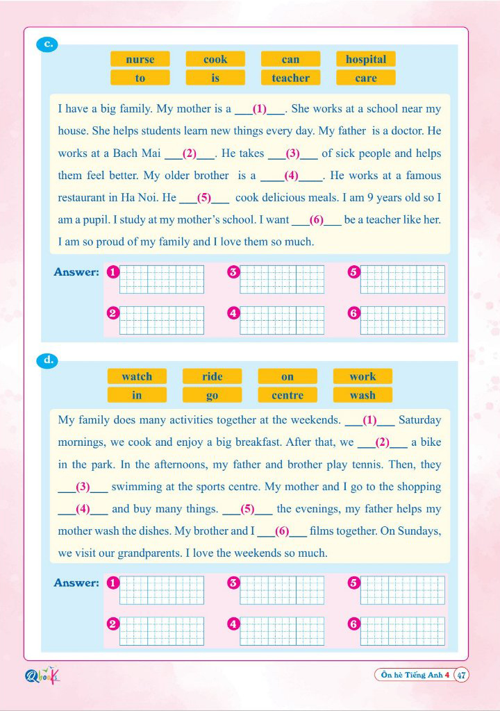 ôn hè tiếng anh 4 - dành cho học sinh lớp 4 lên lớp 5