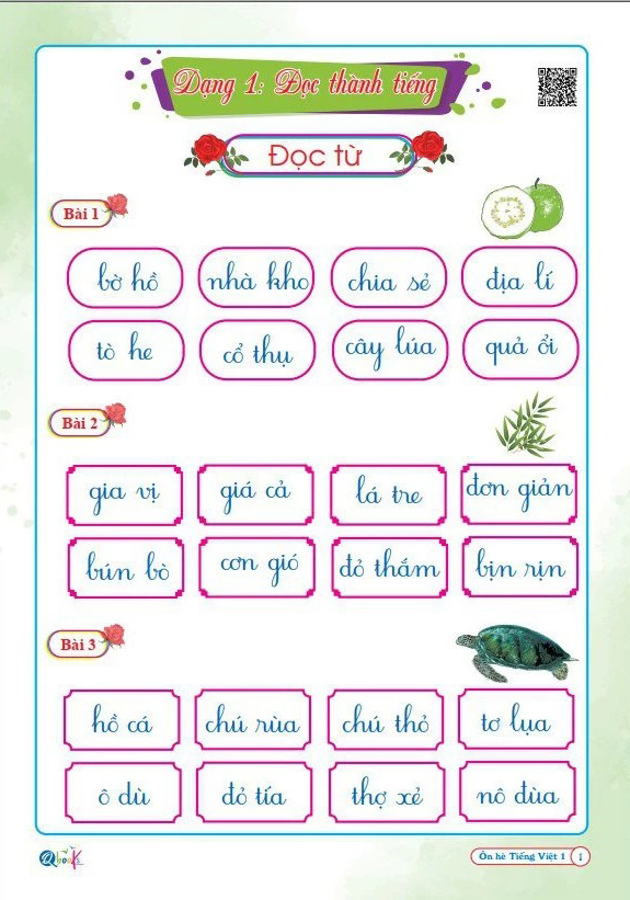 ôn hè tiếng việt 1 - dành cho học sinh lớp 1 lên lớp 2