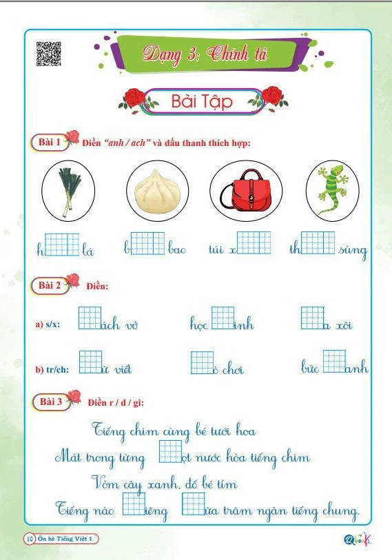 ôn hè tiếng việt 1 - dành cho học sinh lớp 1 lên lớp 2