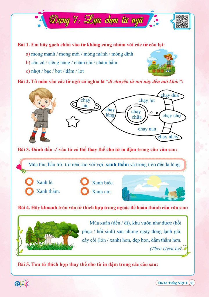 ôn hè tiếng việt 4 - dành cho học sinh lớp 4 lên lớp 5