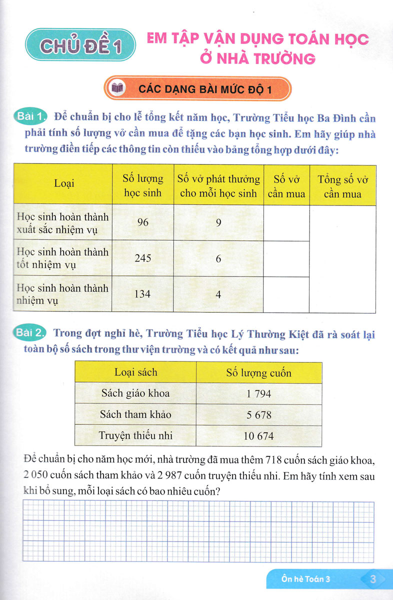 ôn hè toán 3 (kết nối) (biên soạn theo chương trình giáo dục phổ thông mới)