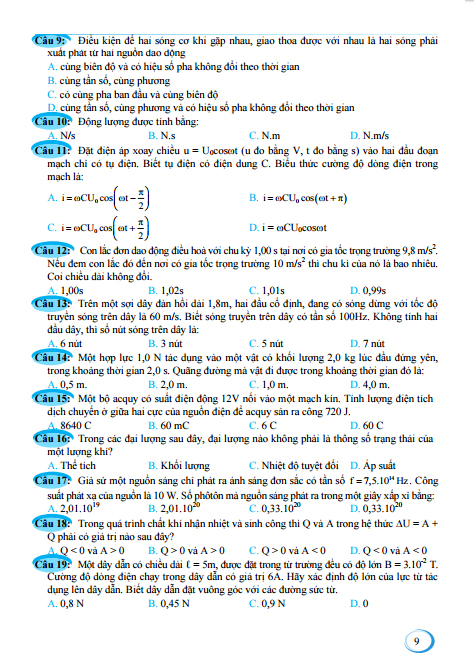 ôn luyện đề thi mẫu thpt quốc gia 2019 - môn vật lí