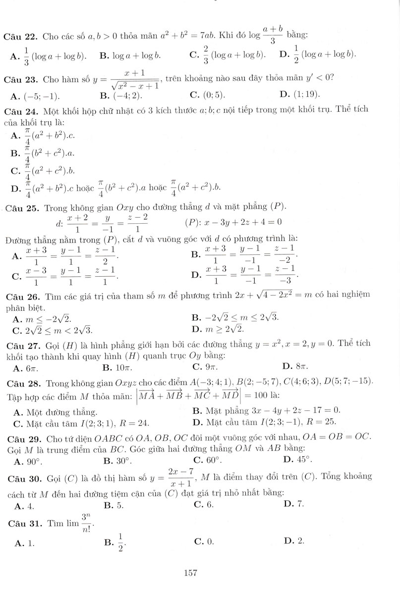 ôn luyện thi tốt nghiệp thpt năm 2024 - môn toán