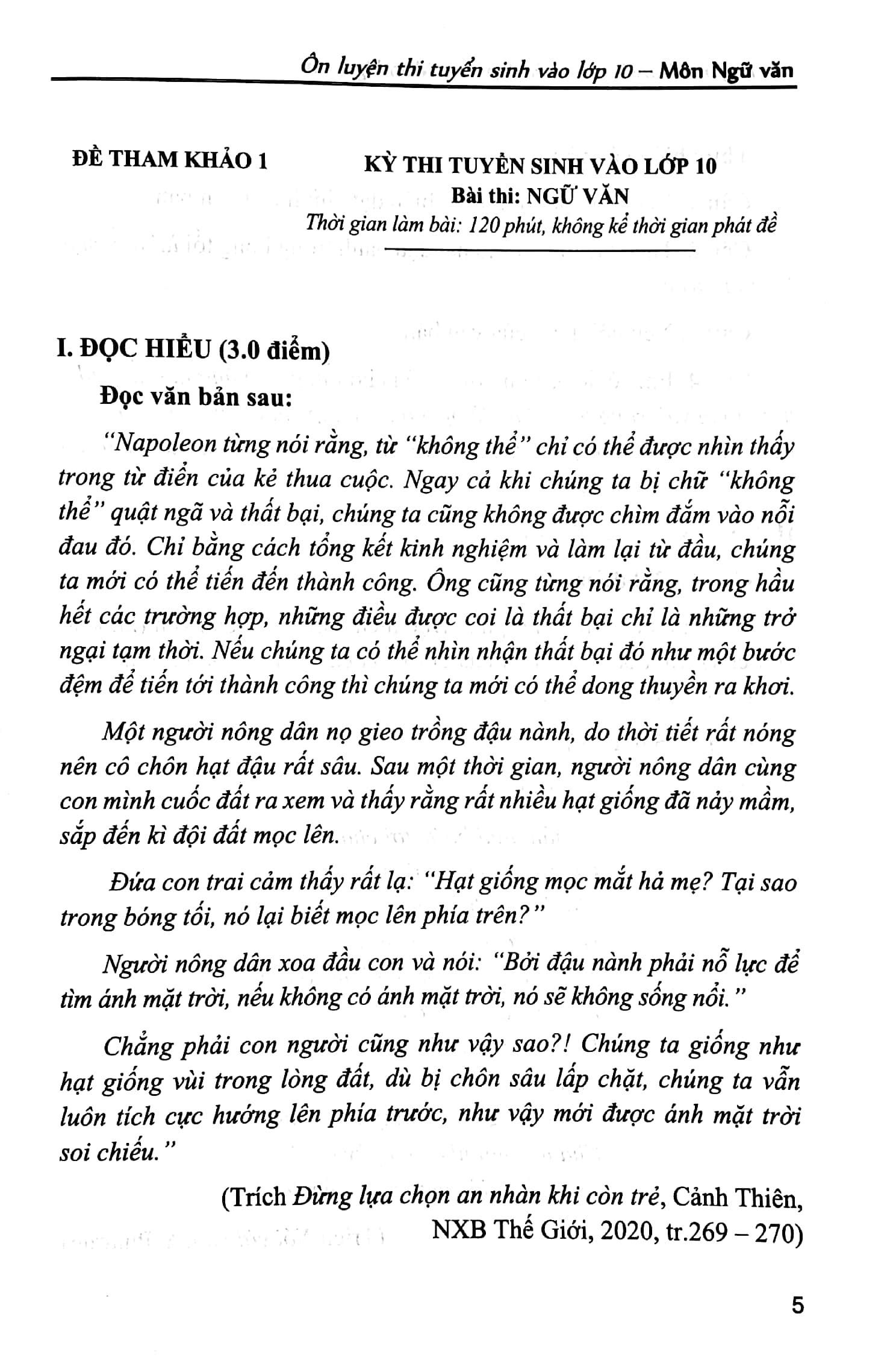 ôn luyện thi tuyển sinh vào lớp 10 - môn ngữ văn