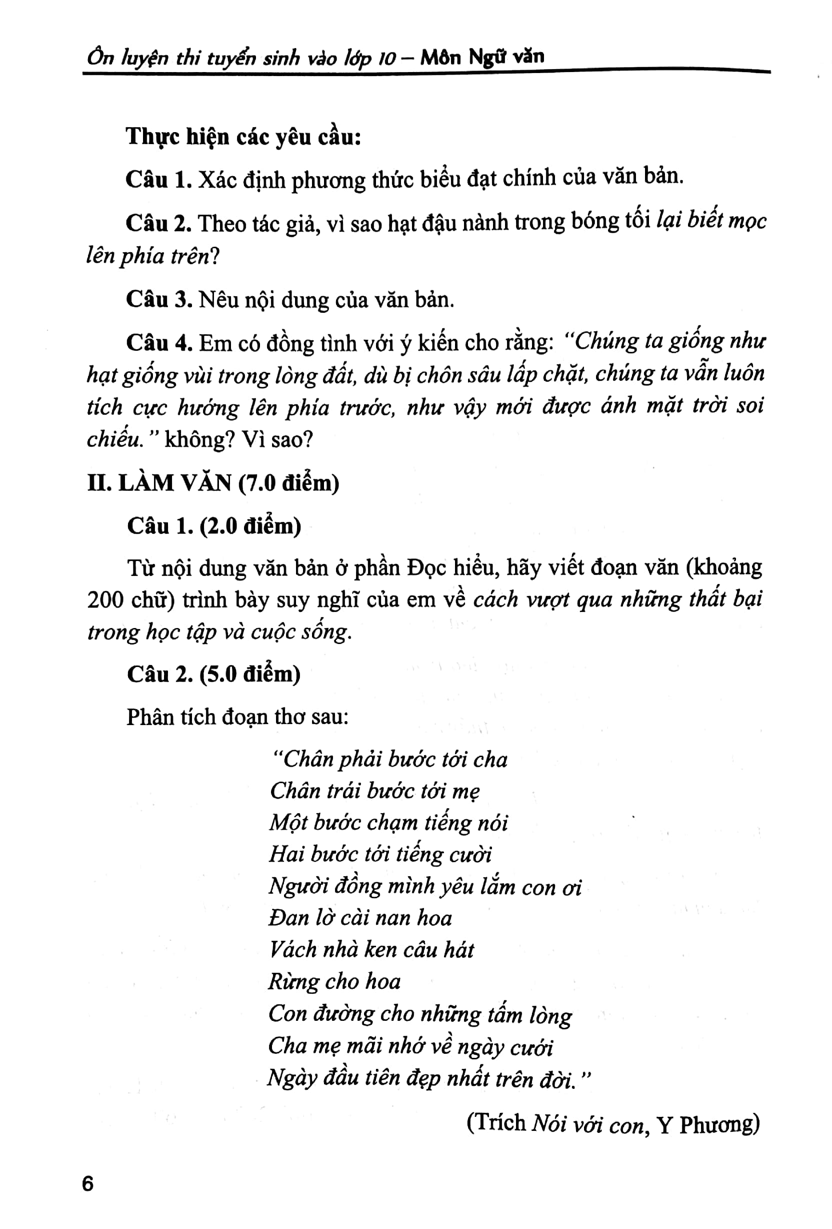 ôn luyện thi tuyển sinh vào lớp 10 - môn ngữ văn