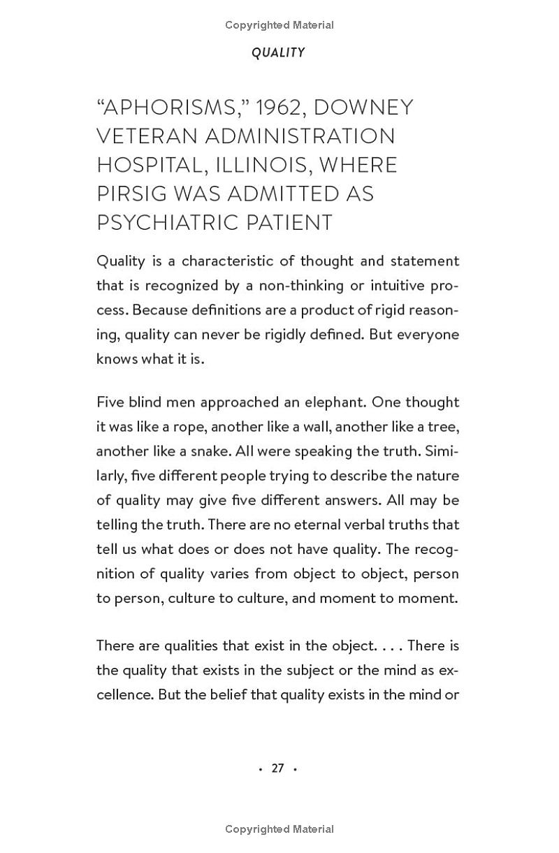 on quality: an inquiry into excellence: unpublished and selected writings