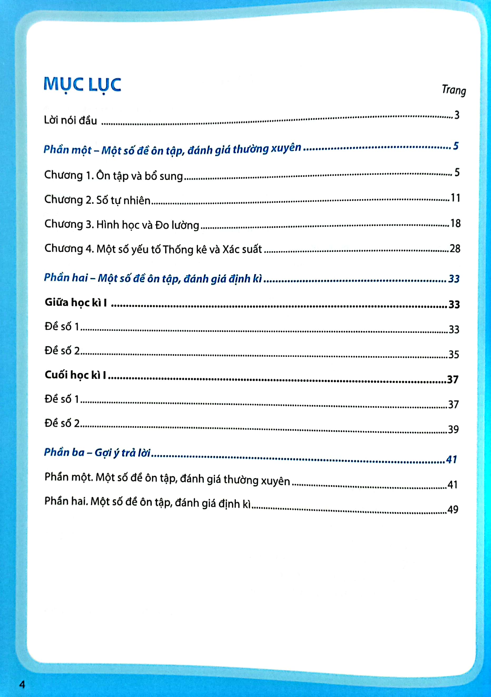 ôn tập, đánh giá định kì môn toán lớp 4 - tập 1 (chân trời) (chuẩn)