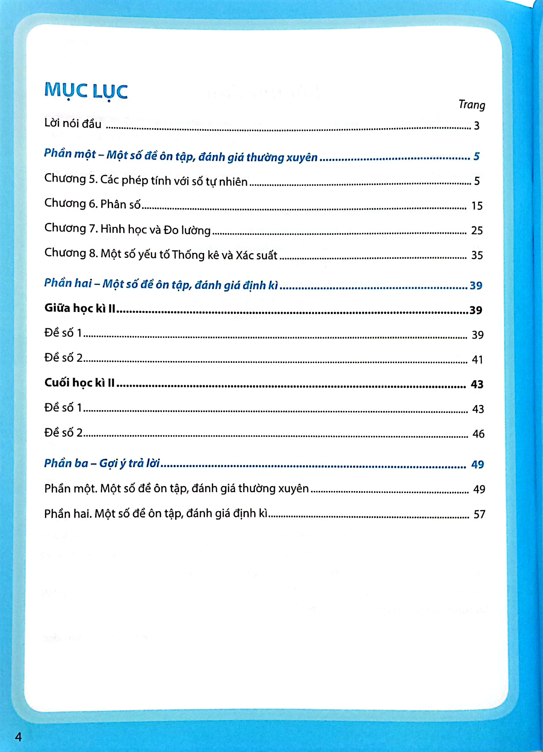 ôn tập, đánh giá định kì môn toán lớp 4 - tập 2 (chân trời) (chuẩn)