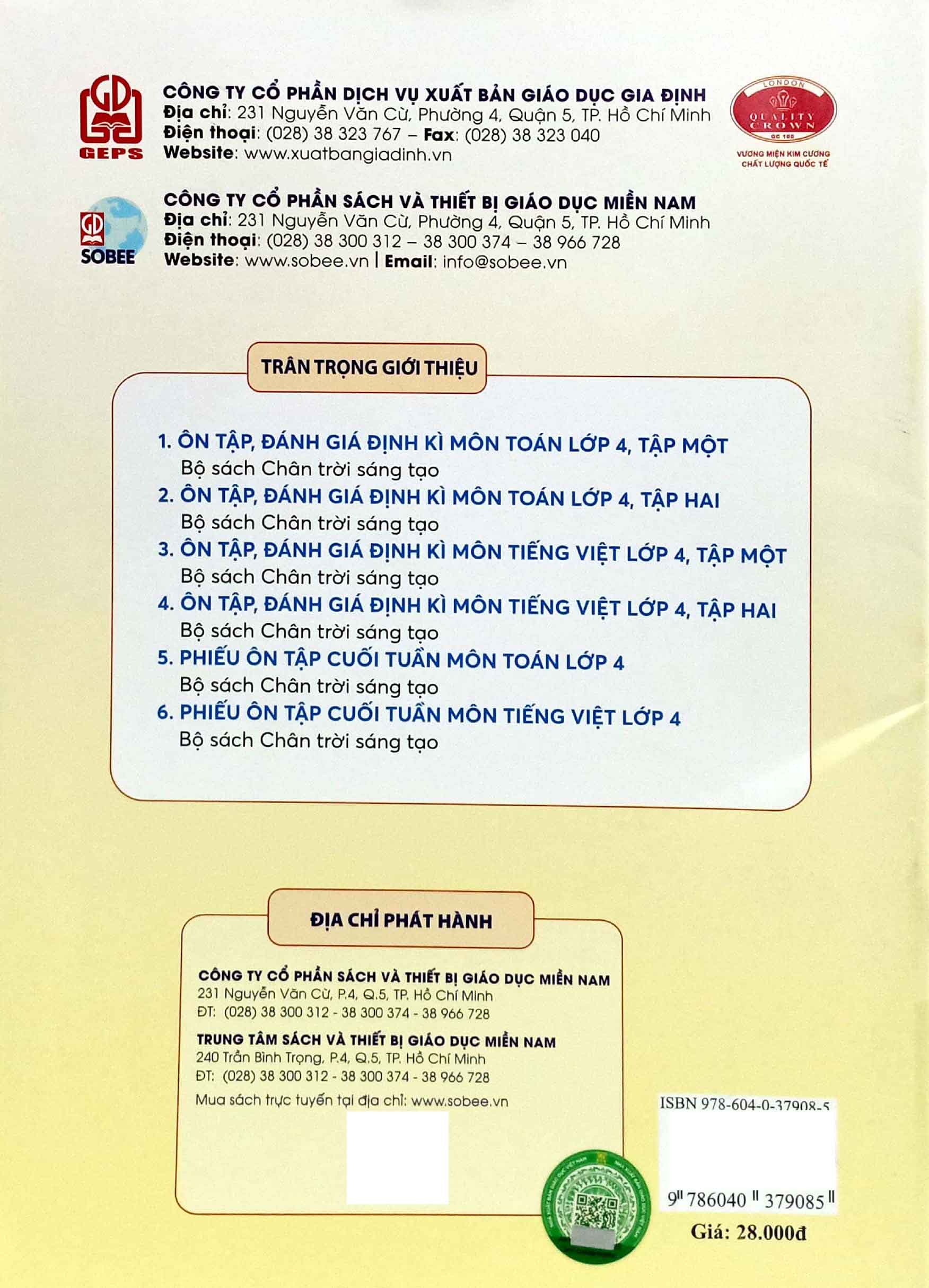 ôn tập, đánh giá định kì môn toán lớp 4 - tập 2 (chân trời) (chuẩn)