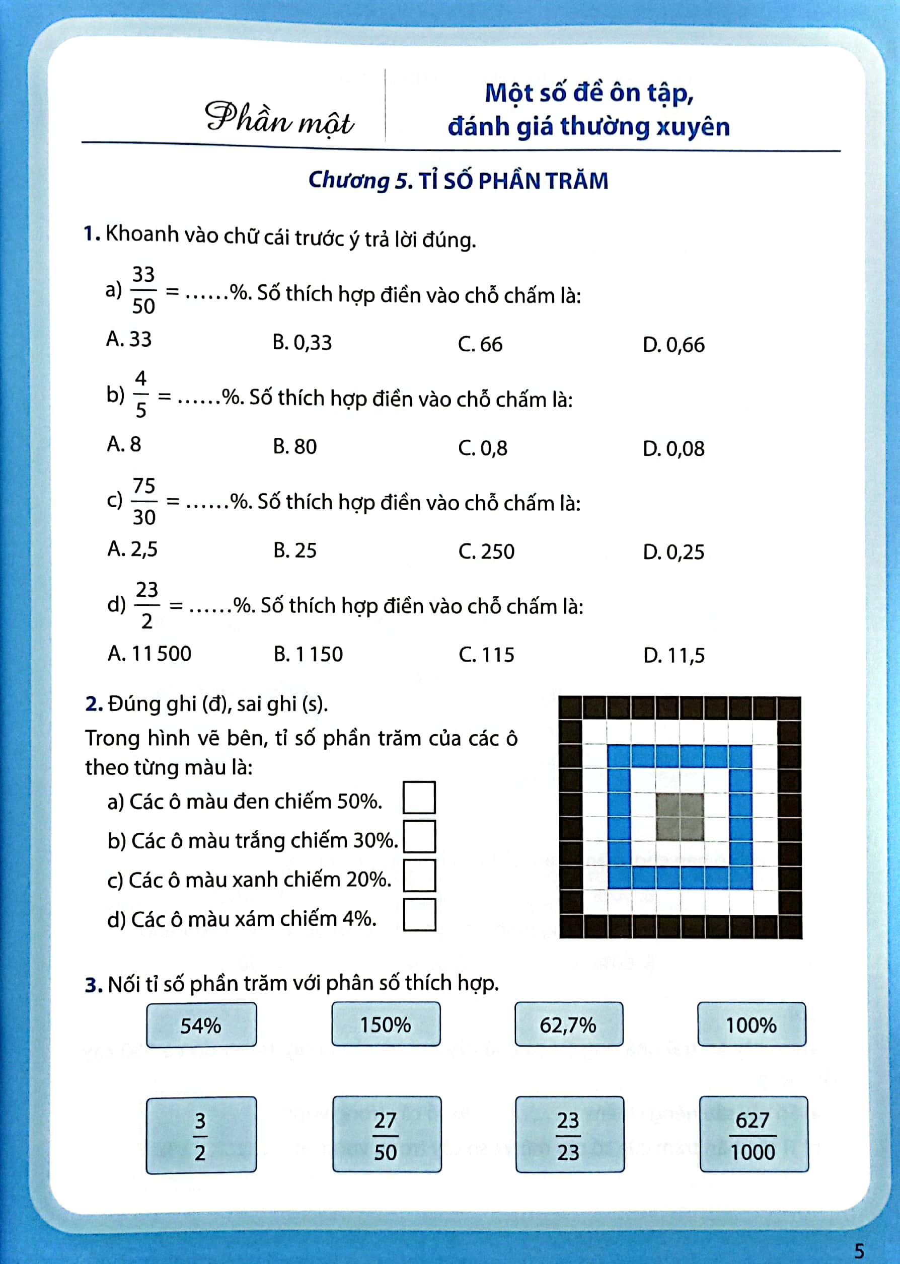 ôn tập, đánh giá định kì môn toán lớp 5 - tập 2 (chân trời) (chuẩn)