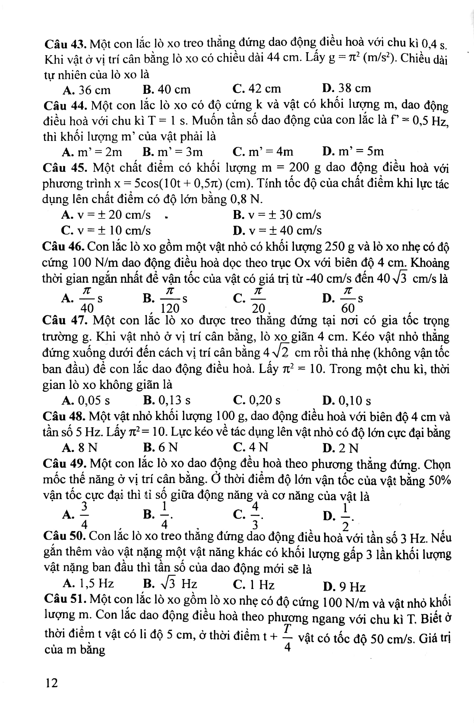ôn tập luyện thi trắc nghiệm luyện thi thpt quốc gia 2020 - khoa học tự nhiên (vật lí - hóa học - sinh học)