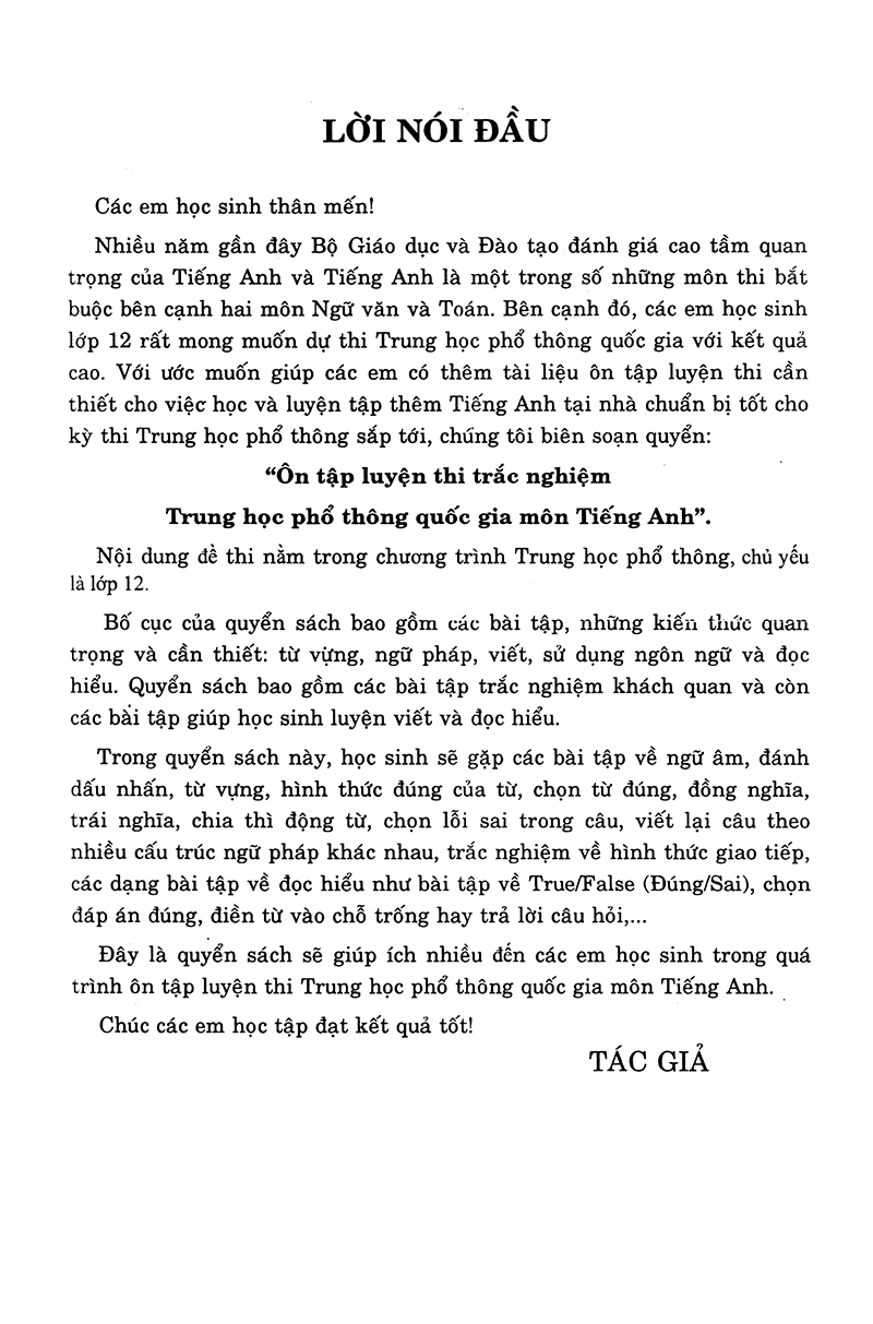 ôn tập luyện thi trắc nghiệm thpt quốc gia 2019 - môn tiếng anh