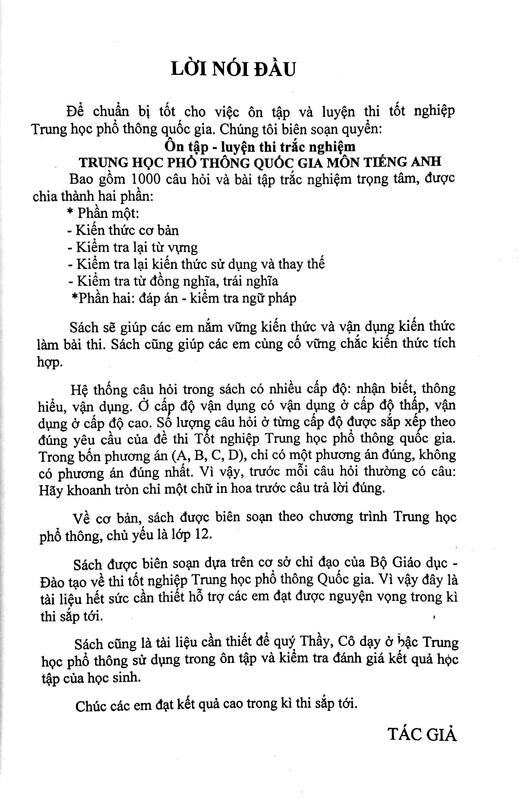 ôn tập luyện thi trắc nghiệm thpt quốc gia 2020 - môn tiếng anh