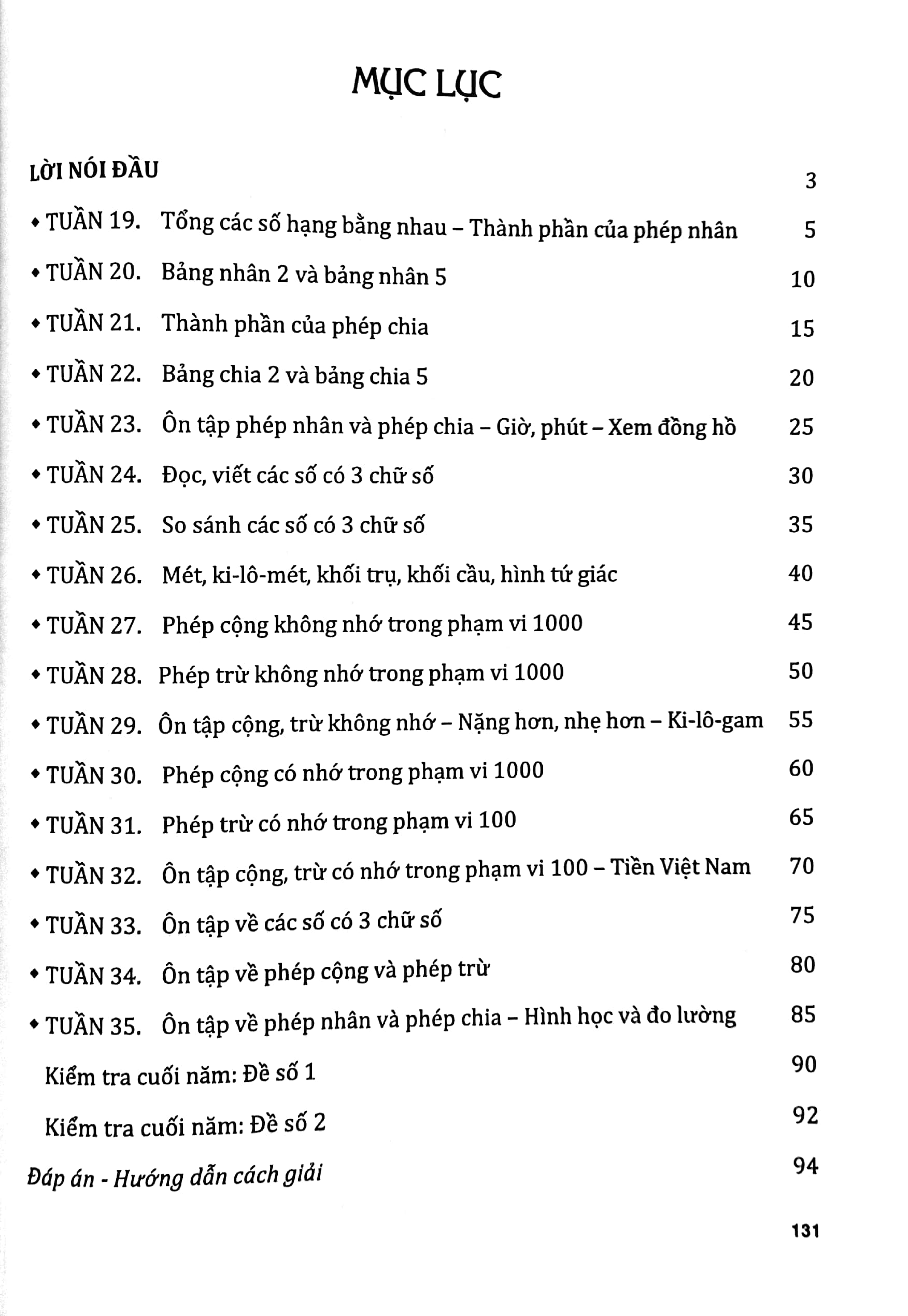 ôn tập và kiểm tra cuối tuần toán 2 - tập 2