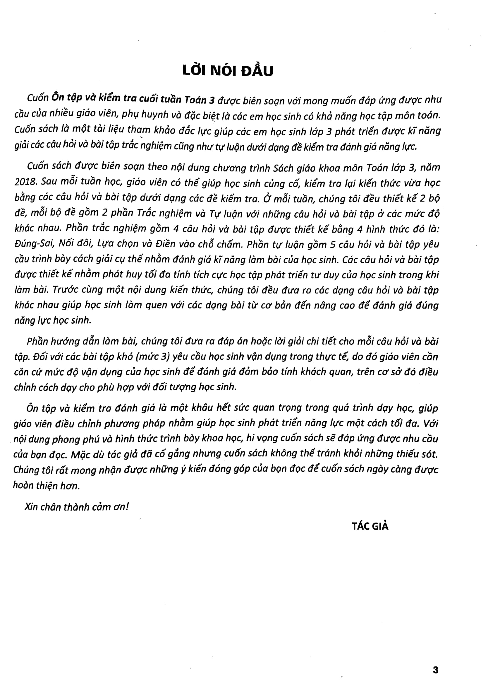 ôn tập và kiểm tra cuối tuần toán 3 (biên soạn theo chương trình sách giáo khoa mới)