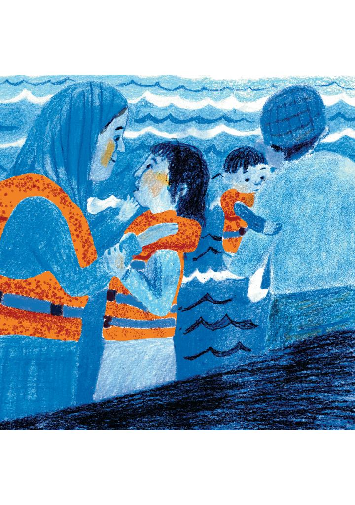 on the tip of a wave