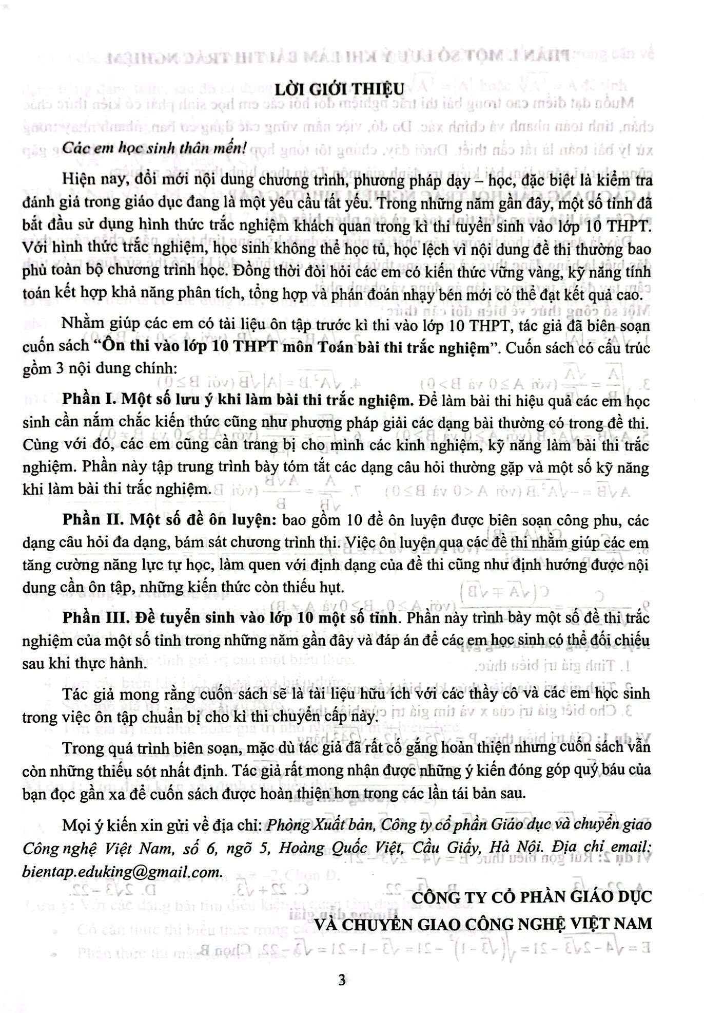 ôn thi vào lớp 10 thpt môn toán - bài thi trắc nghiệm