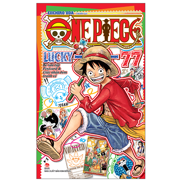 One Piece Lucky 77 - Bo Suu Tap Postcard Va Giay Nhan Kem Tranh Ve (Tai Ban 2025)