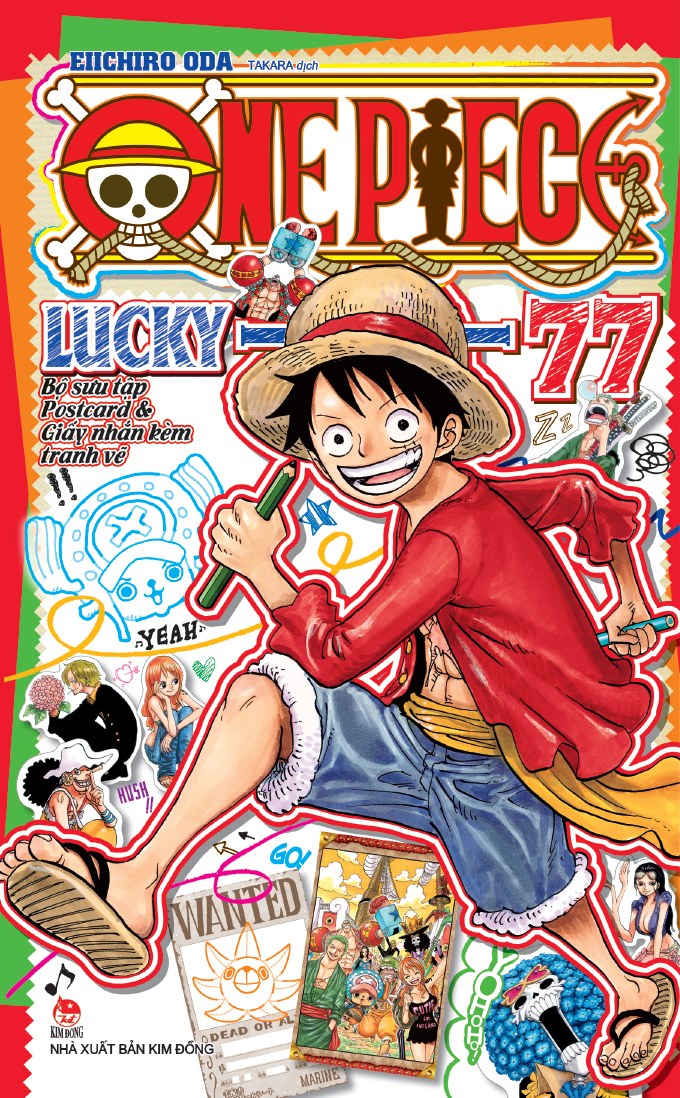 One Piece Lucky 77 - Bo Suu Tap Postcard Va Giay Nhan Kem Tranh Ve (Tai Ban 2025)