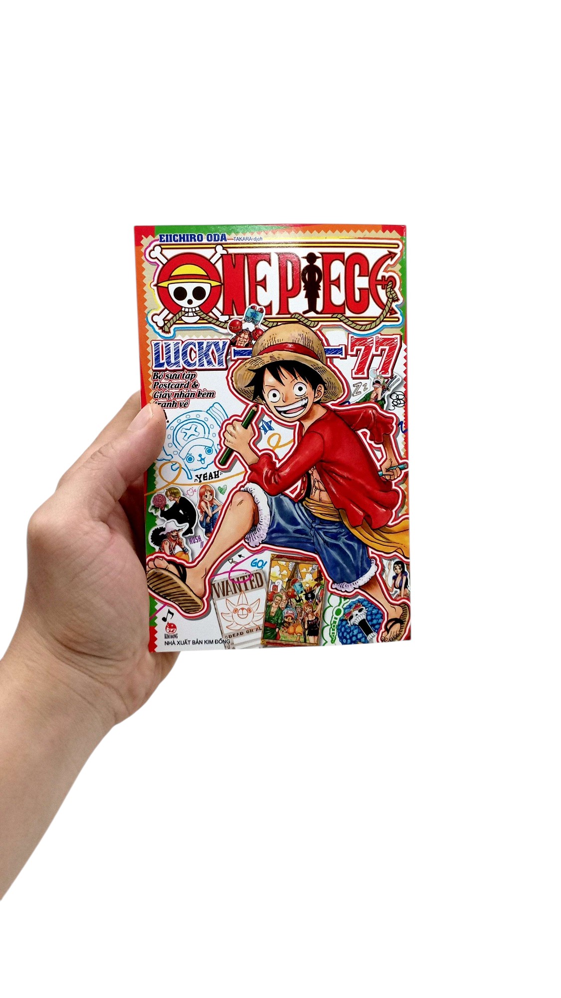 One Piece Lucky 77 - Bo Suu Tap Postcard Va Giay Nhan Kem Tranh Ve (Tai Ban 2025)