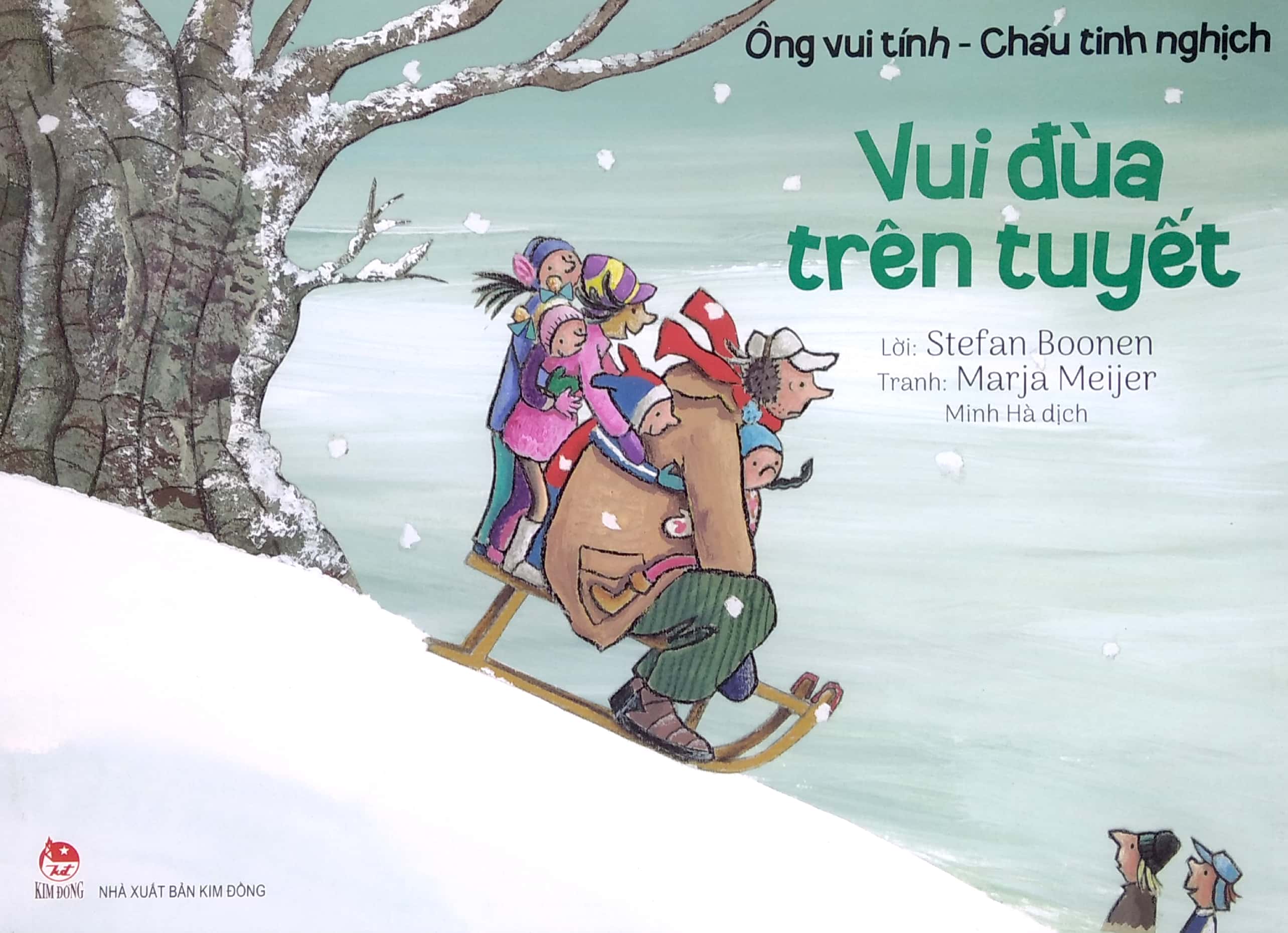 ông vui tính - cháu tinh nghịch - vui đùa trên tuyết